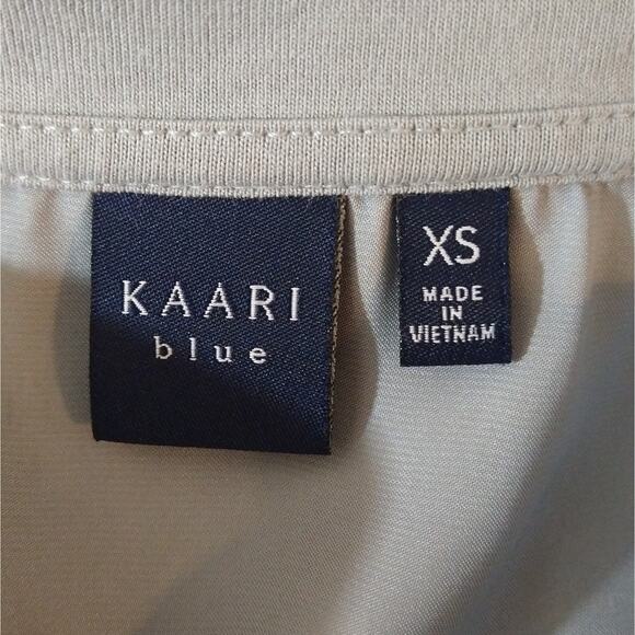 Kaari Blue Womens Grey V Neck Contrast Satin Silky Back Hi Low Top Tee Shirt XS - Picture 10 of 11